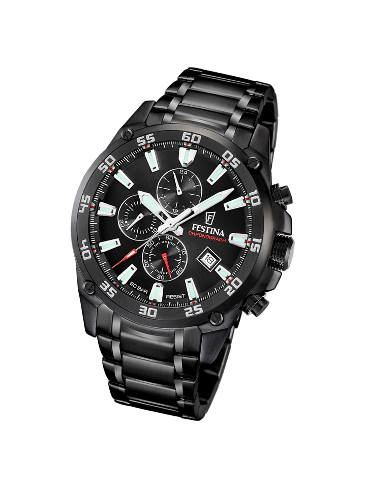 Chronograph-Armbanduhr Festina Timeless Chronograph schwarz extra groß ca. 47mm