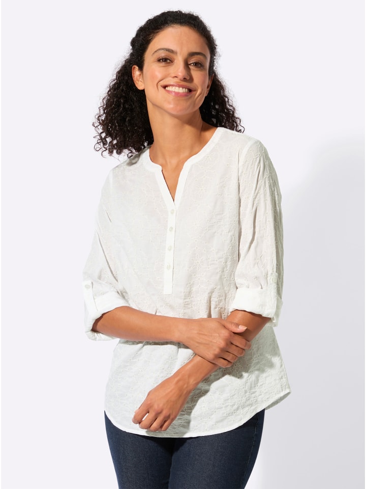 Stickereibluse in weiß