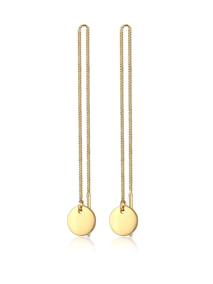 Ohrringe 925 Sterling Silber Geo, Plättchen in Gold