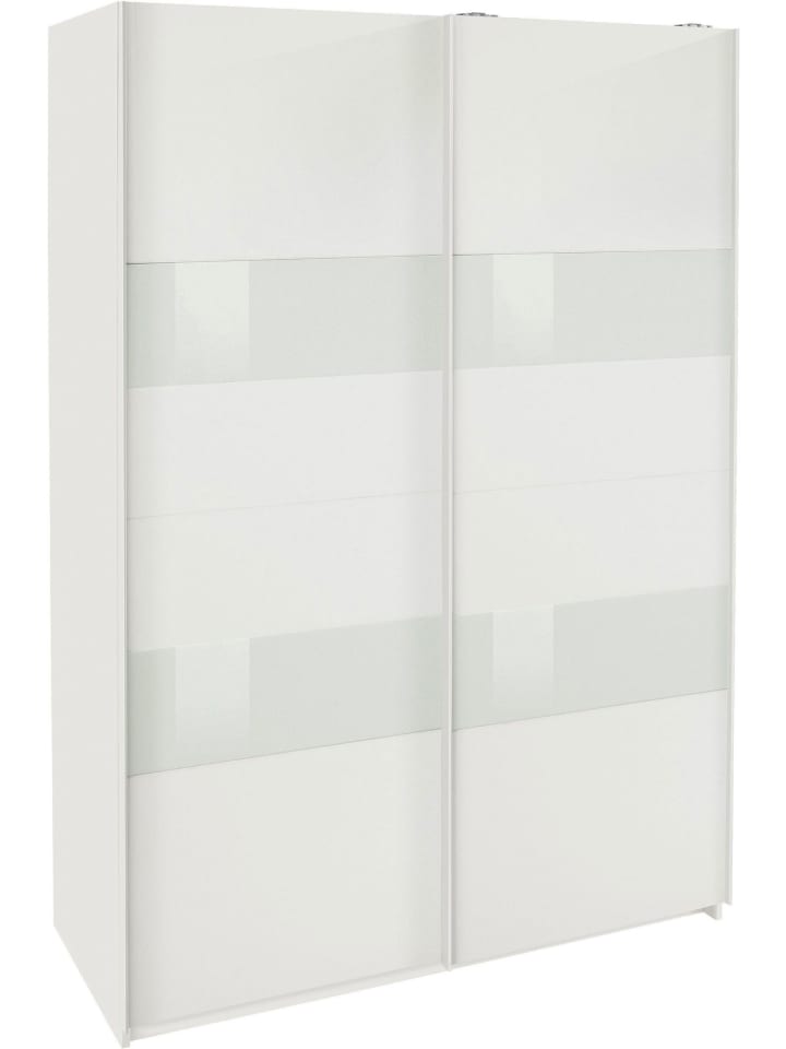Schwebetürenschrank Altona weiß / Weißglas 135 / 64 / 198cm