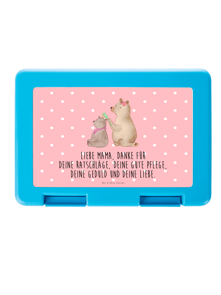 Brotdose Bär Kind mit Spruch in Rot Pastell