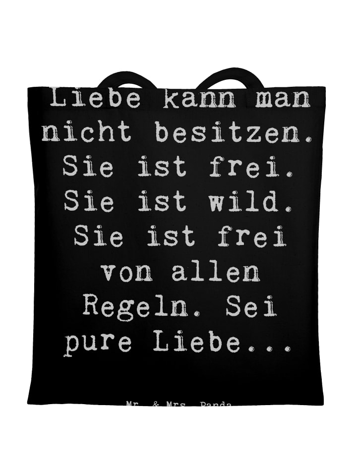 Textiltasche Spruch Liebe und Freiheit mit Spruch in Schwarz