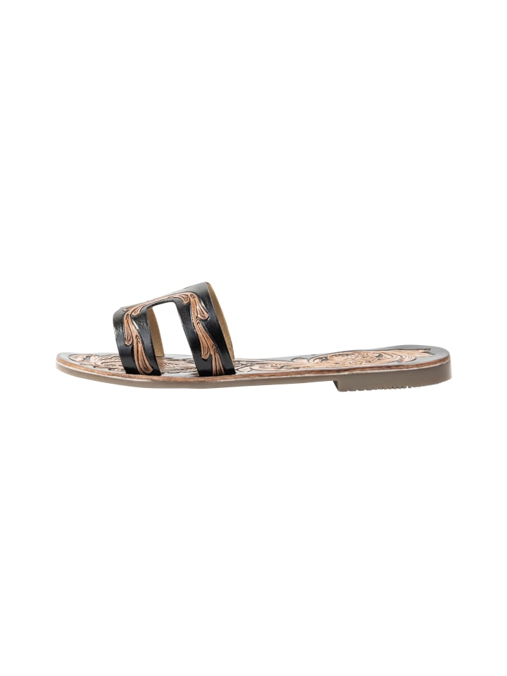 Damen Sandalen Aus Leder in Schwarz
