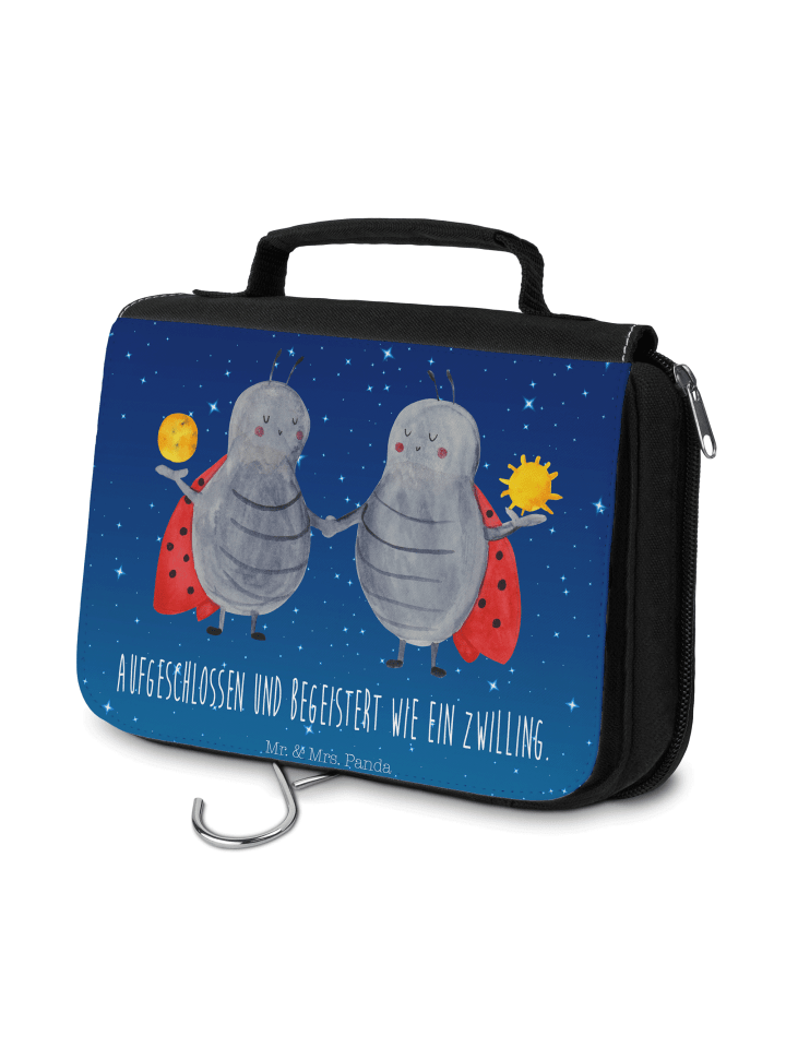 Kosmetiktasche Sternzeichen Zwilling mit Spruch in Sternenhimmel Blau