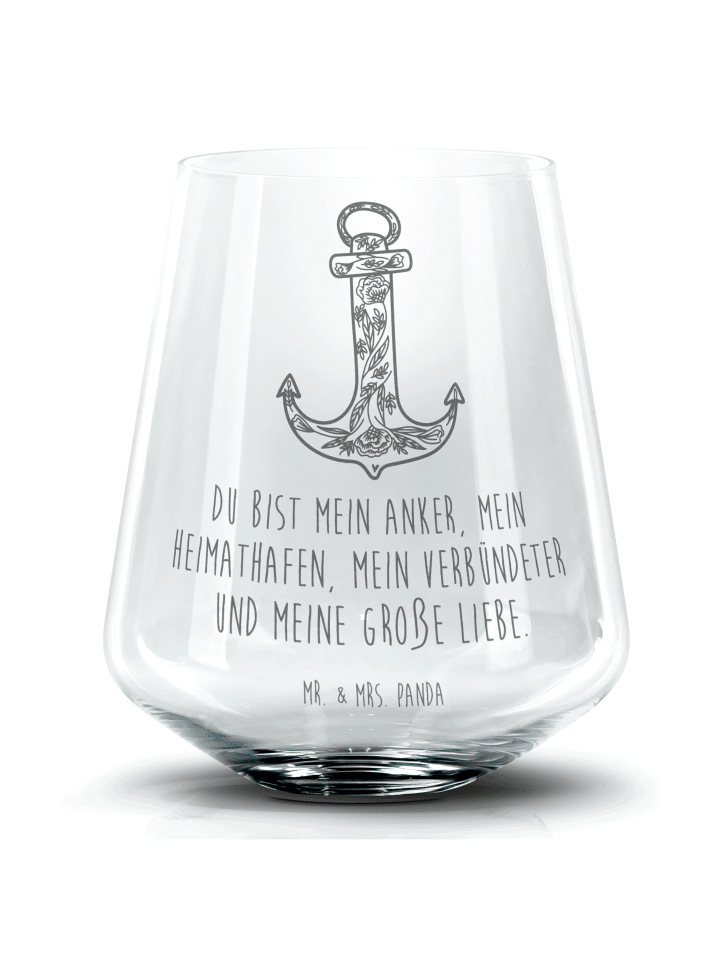Tumbler Anker Blau mit Spruch in Transparent