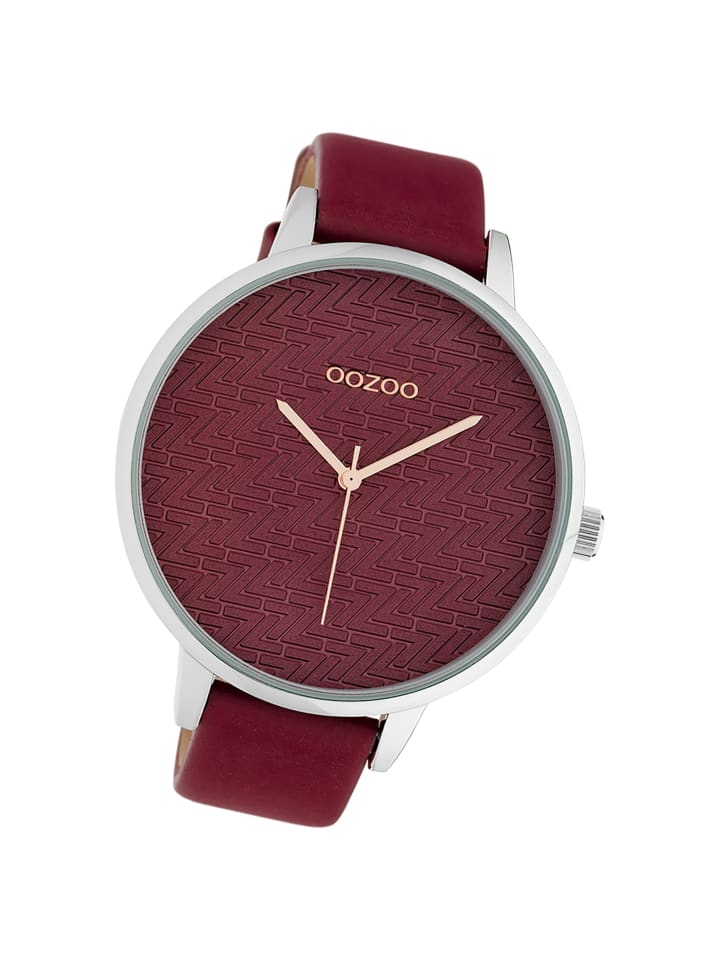 Analog-Armbanduhr Oozoo Timepieces weinrot extra groß (ca. 48mm)