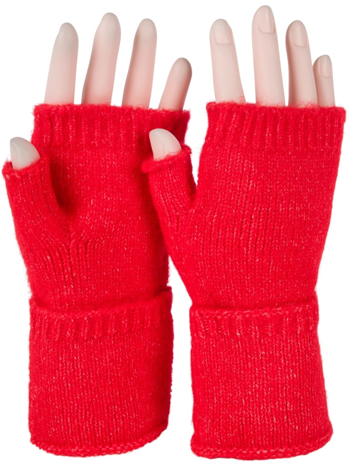 Fingerlose Strickhandschuhe in Rot