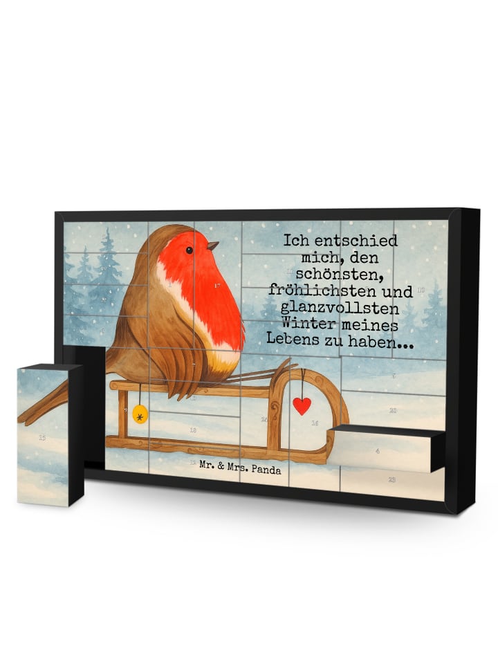 Adventskalender Rotkehlchen Schlitten Design mi... in Weiß