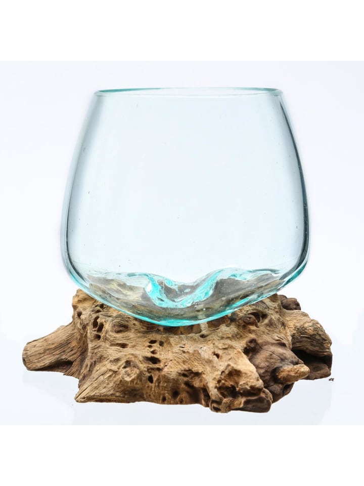 Glasschale Dekoschale Wurzelholz Unikat D: 15cm in natur