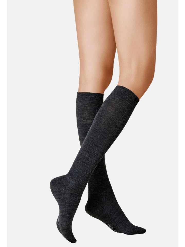 Kniestrümpfe Soft Wool Cotton weich in Anthrazitmel