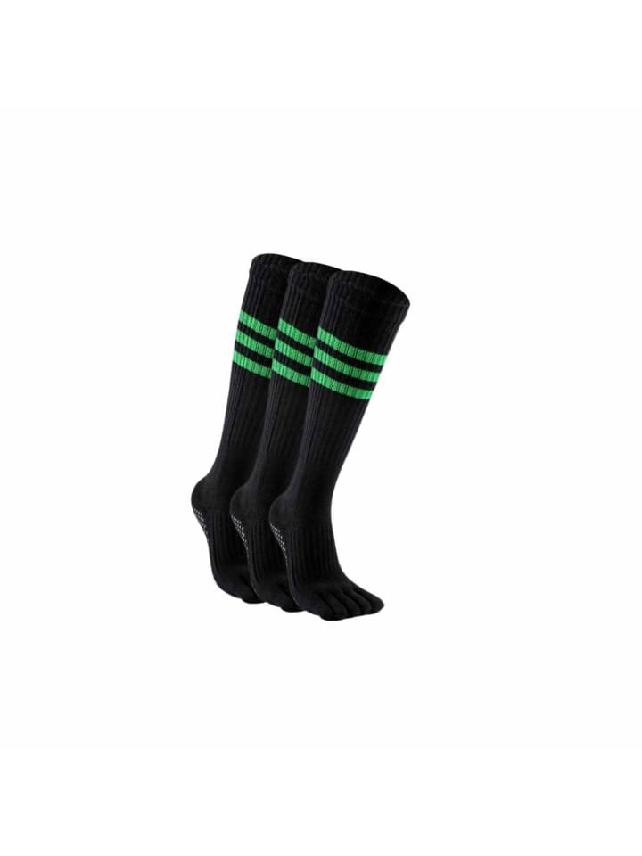 3er-Pack Lange Yoga-/Pilates-Zehensocken Anti-Rutsch in Schwarz