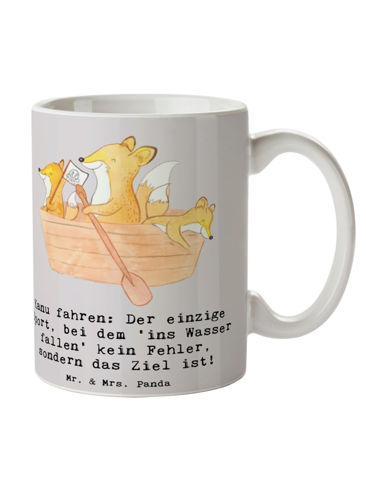 Tasse Kanu Abenteuer mit Spruch in Grau Pastell
