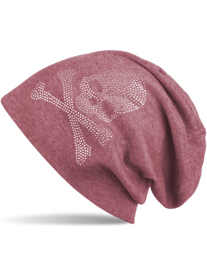 Beanie Mütze in Bordeaux-Rot meliert