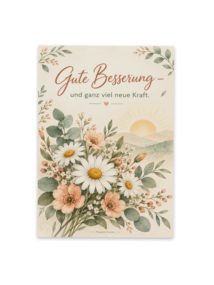 Postkarte Blumen tröstlich Design mit Spruch in Weiß