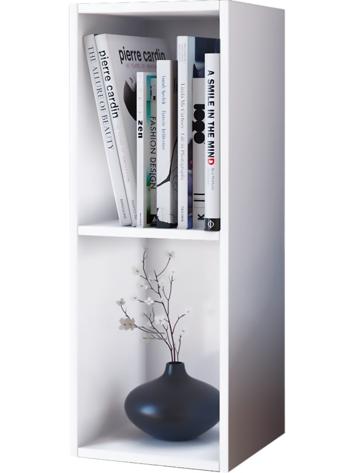 Holz Stand Regal Aufbewahrung Deko Bücher Mendas 2 in Weiß