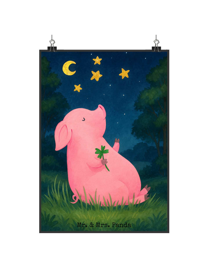 Poster Schwein Glück Design ohne Spruch in Weiß