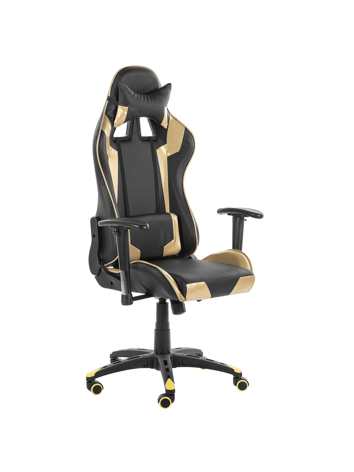 Gaming Stuhl KNIGHT in Schwarz/Gold - (W) 71 x (H) 129 x (L) 71 cm