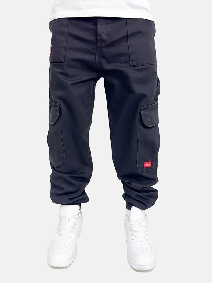 Baggy Jeans Schwarz mit Utility Look und Cut-Off Details in Schwarz