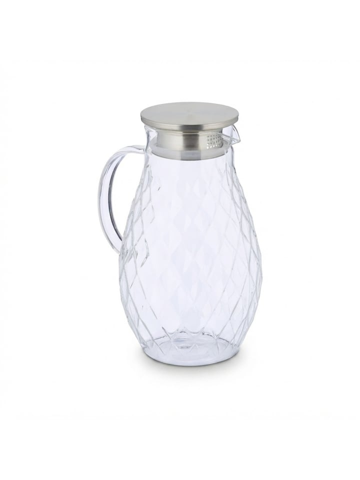 Glaskaraffe in Transparent/ Silber - 2L