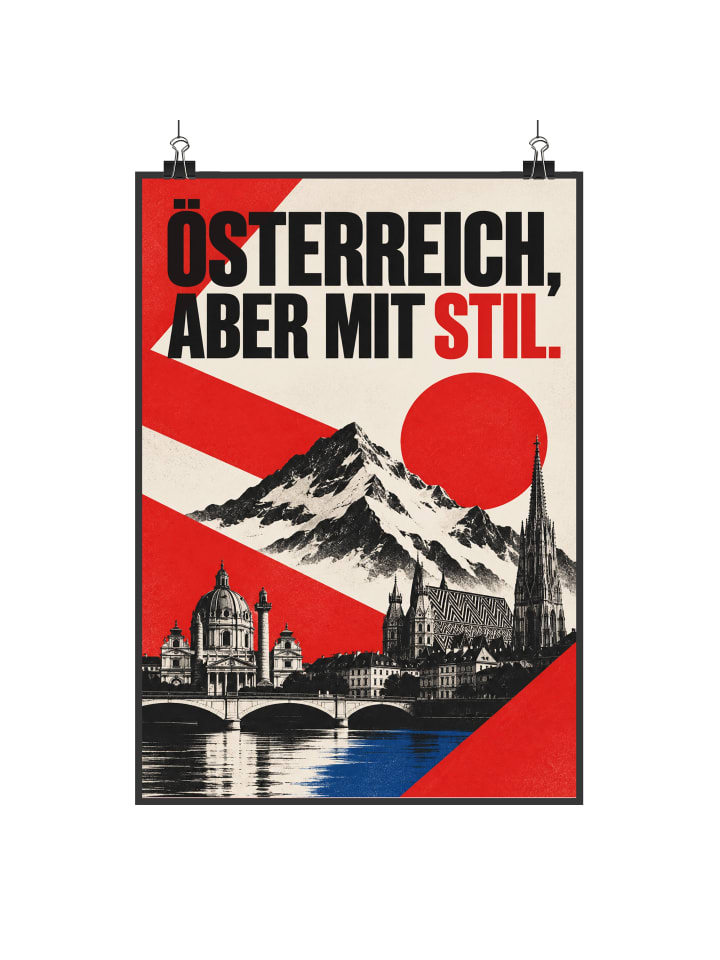 Poster Österreich modern Design mit Spruch in Weiß