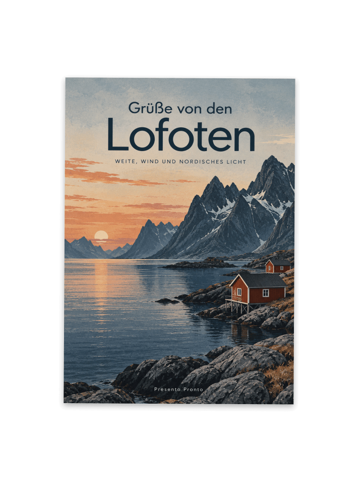 Postkarte Landschaft nordisch Design mit Spruch in Weiß