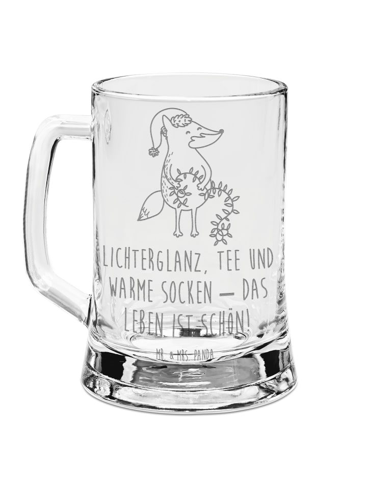 Bierkrug Fuchs Weihnachten mit Spruch in Transparent