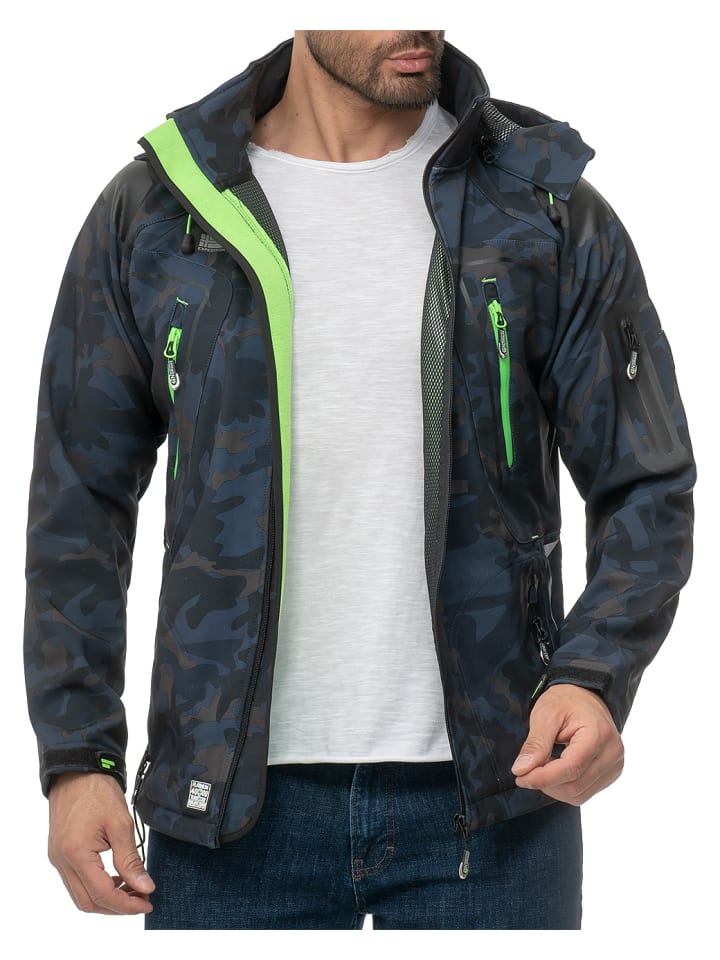 Herren Regular Fit Softshelljacke in Navy-Green