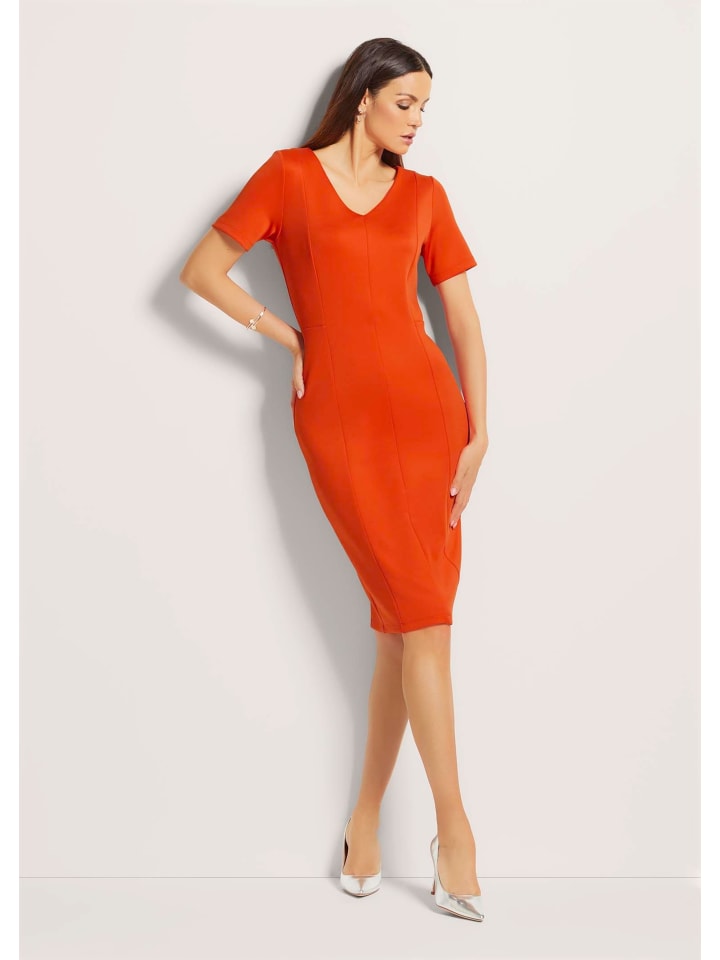 Etuikleid mit kurzen Ärmeln in blutorange