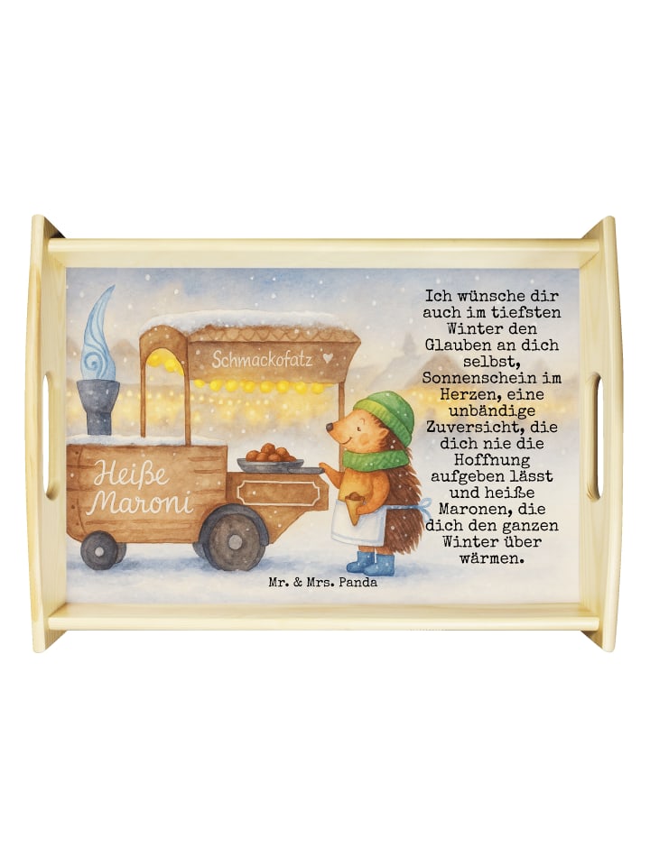 Servierplatte Igel Maronen Design mit Spruch in Weiß
