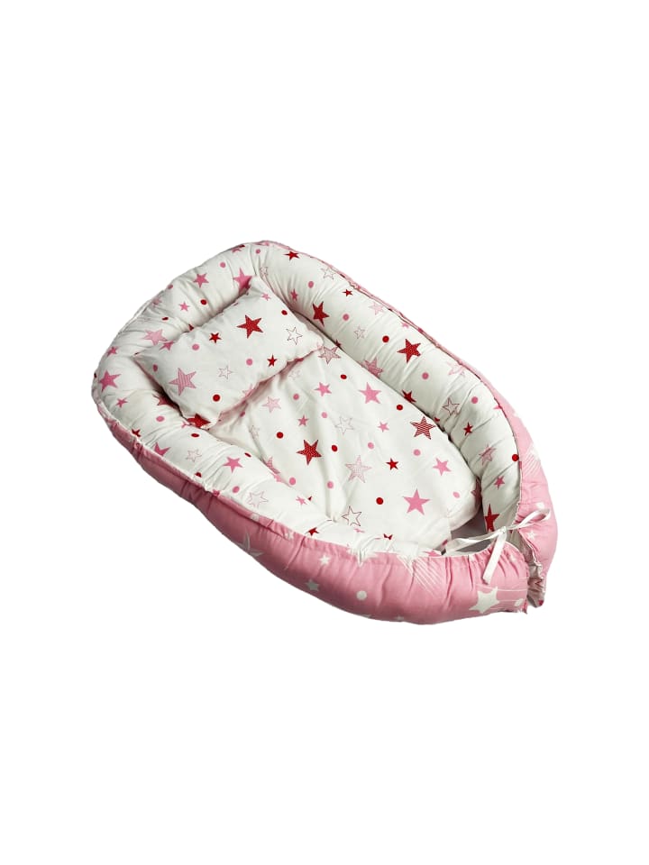 Babynest mit Kissen in Rosa