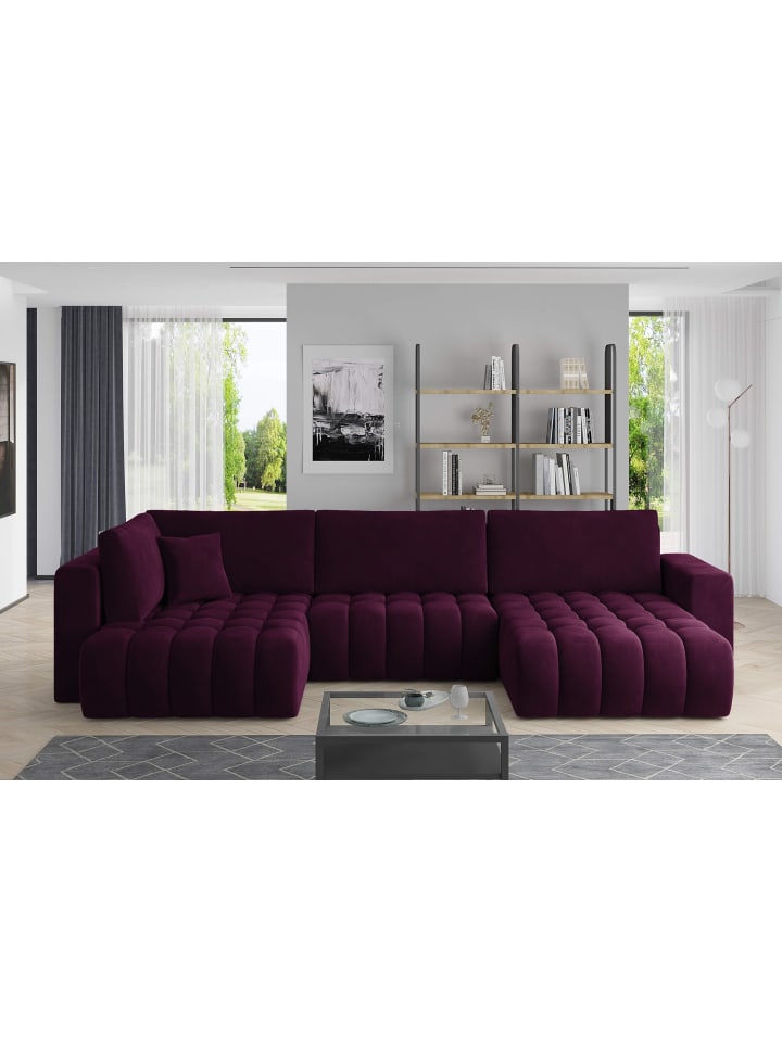 Bonita Recamiere Rechts in Weinrot - (L) 175 x (B) 350 x (H) 92 cm