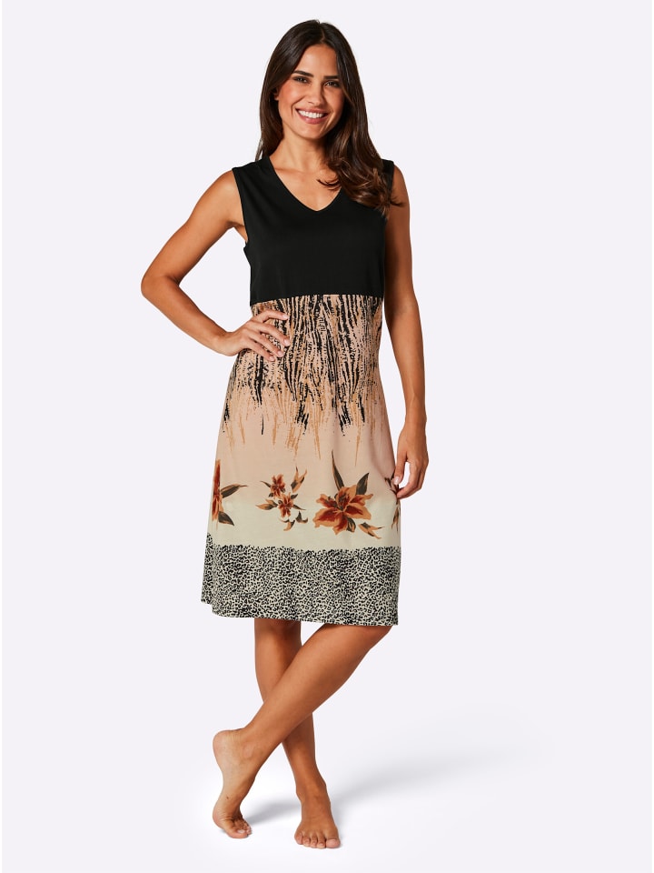 Sommerkleid in schwarz-beige