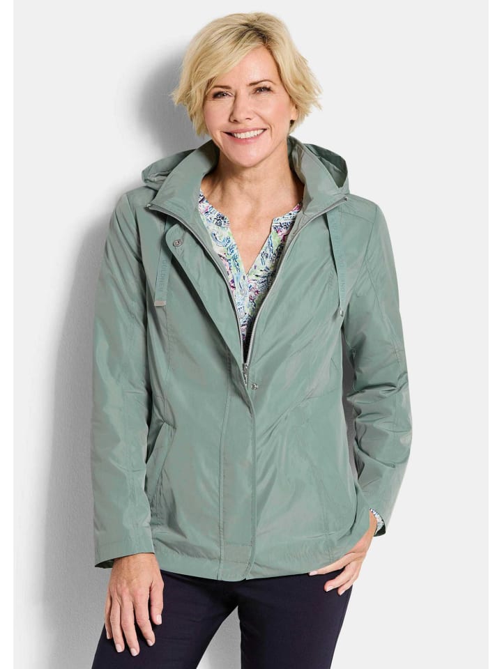 Outdoor-Jacke mit Kapuze in graugrün