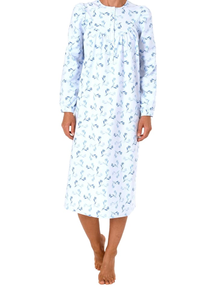 Finett Nachthemd Knopfleiste am Hals - 37478 in blau