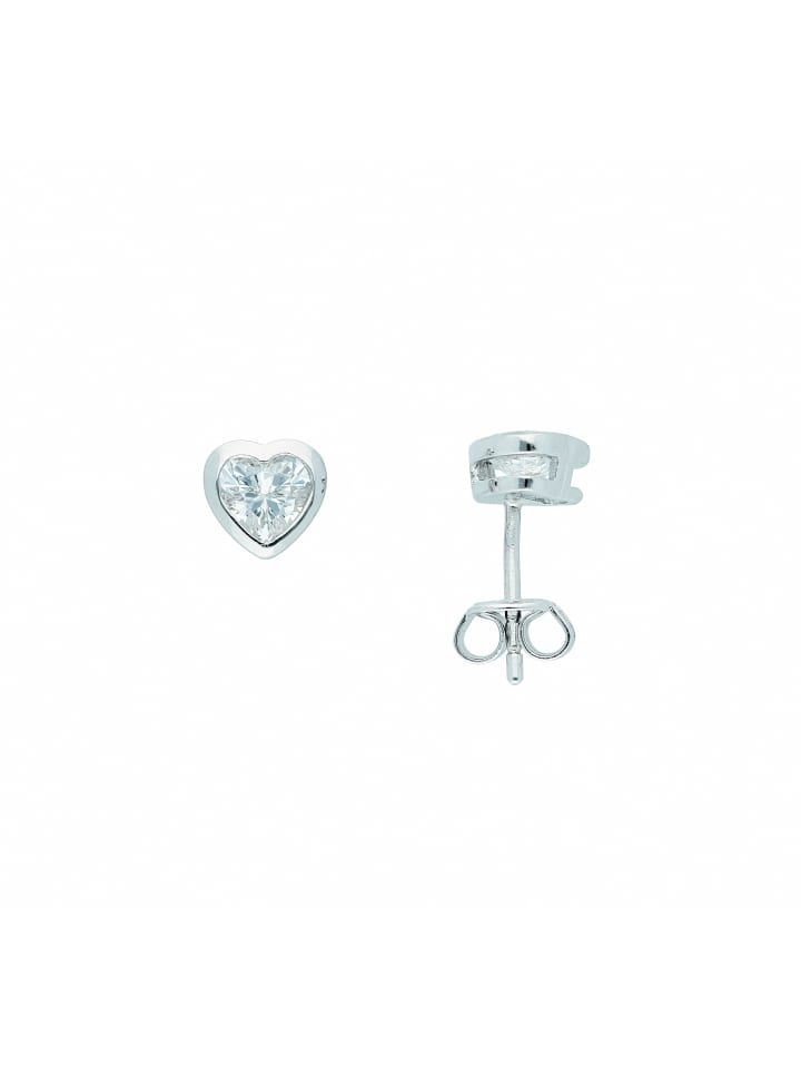 Damen 925 Silber Ohrringe / Ohrstecker mit Zirkonia in silber