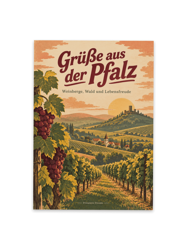 Ansichtskarte Weinberg nostalgisch Design mit S... in Weiß
