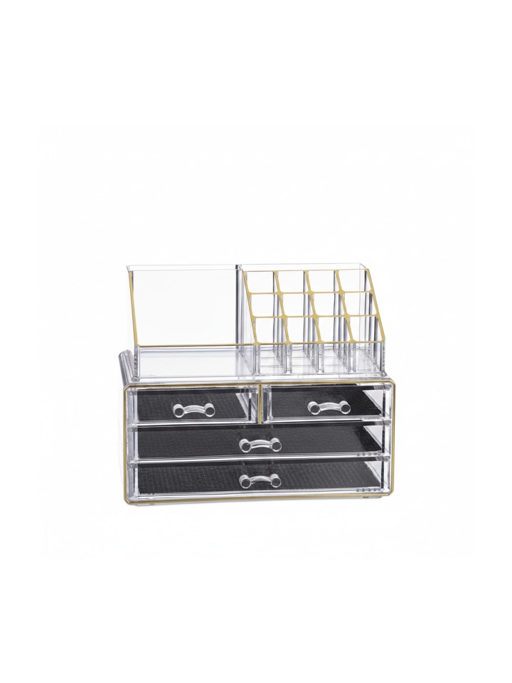 2x Make Up Organizer in Transparent/ Gold