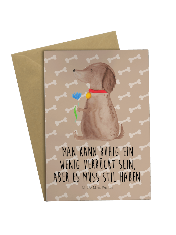Grußkarte Hund Blume mit Spruch in Hundeglück