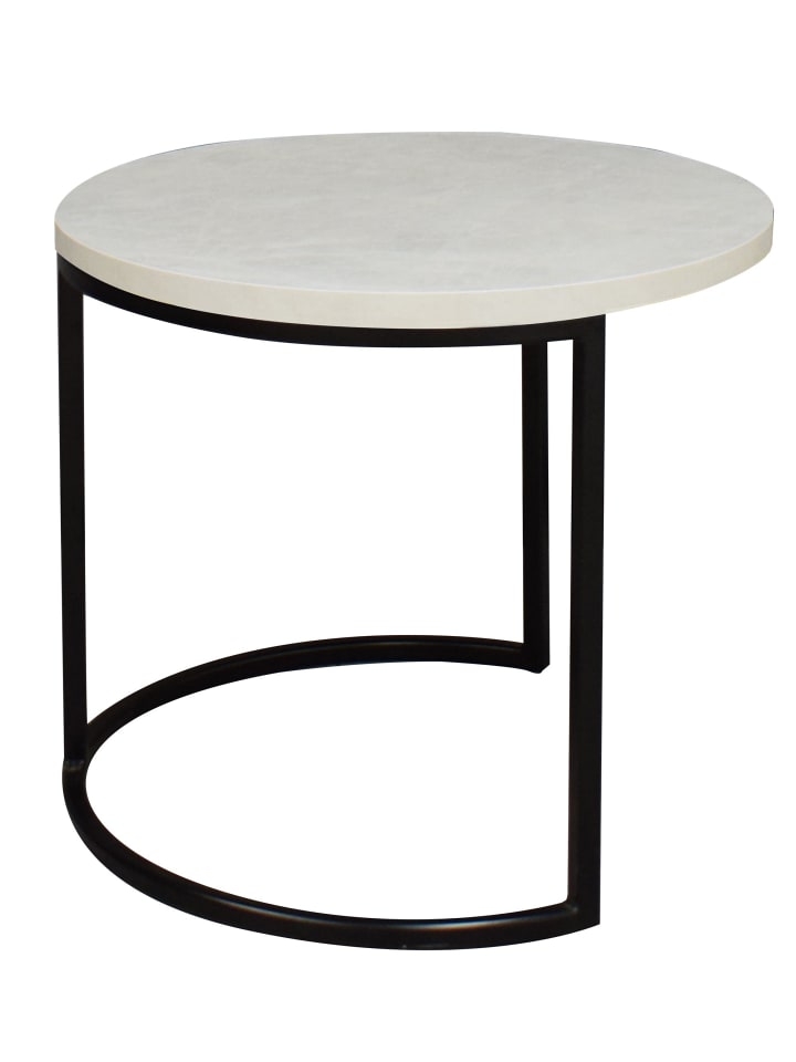 COUCHTISCH Rund Elesa 2 60x51x60 Holzwerkstoff Schwarz/Keramik weiß