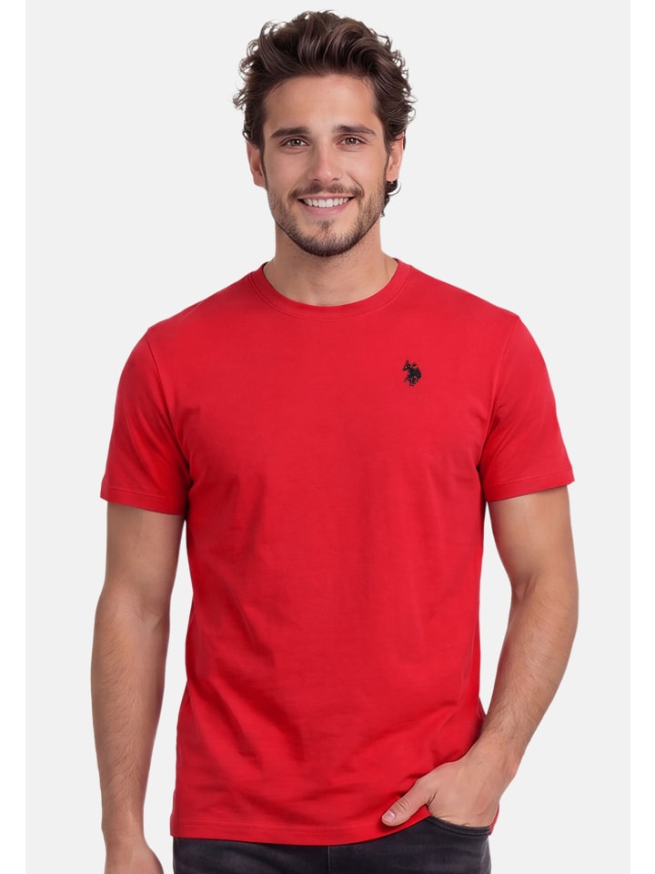 T-Shirt USNaash – Herren Basic Shirt aus 100 % Baumwolle in Rot-Navy