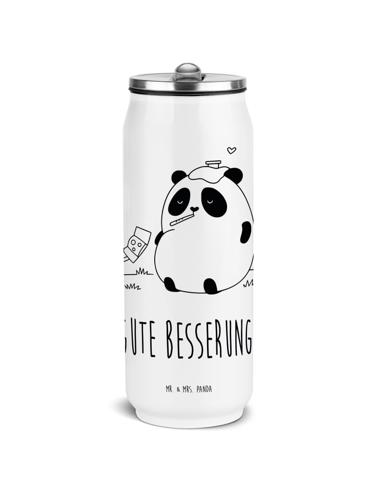 Thermobecher Panda Gute Besserung mit Spruch in Weiß
