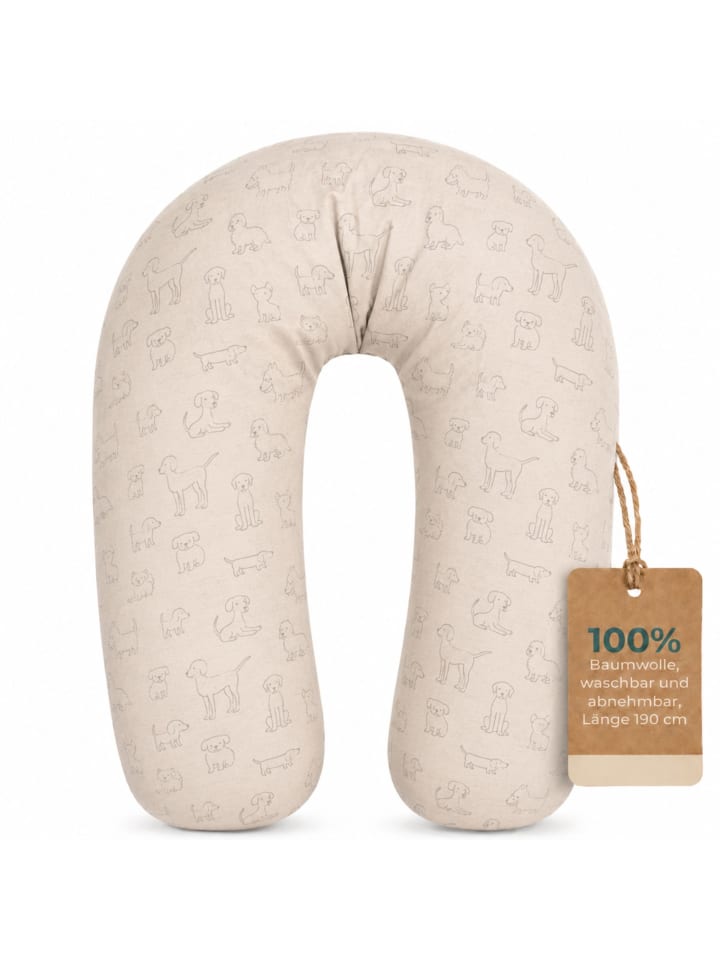 Stillkissen EPS Mikroperlen 190 cm Exklusiv in Hund Beige