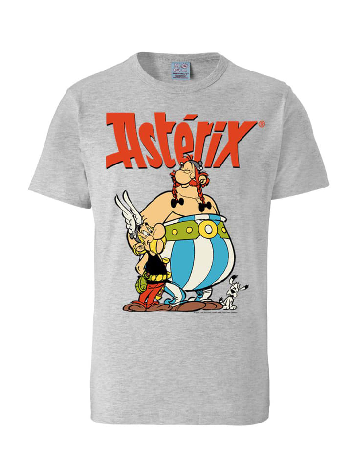 T-Shirt Asterix & Obelix in grau-meliert