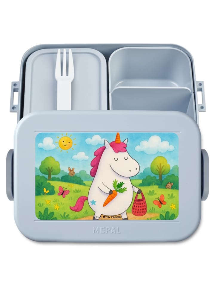 Lunchbox Einhorn Vegan Design ohne Spruch in Blau Pastell