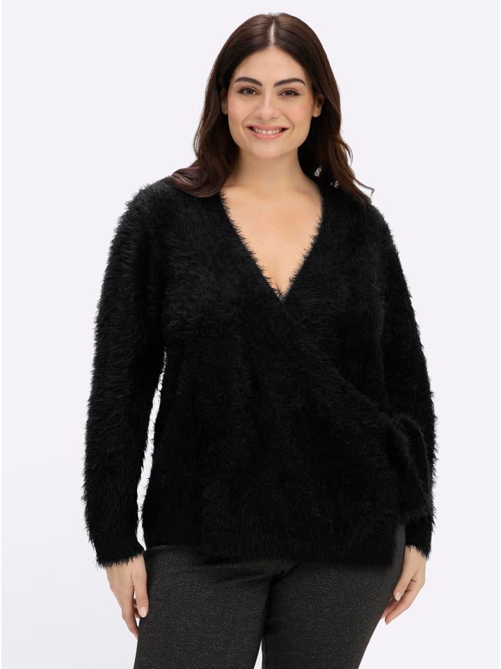 Langarm-Pullover in schwarz