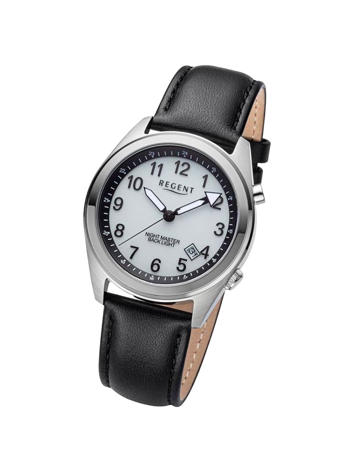 Analog-Armbanduhr Regent Lederarmband schwarz mittel (ca. 37,6mm)