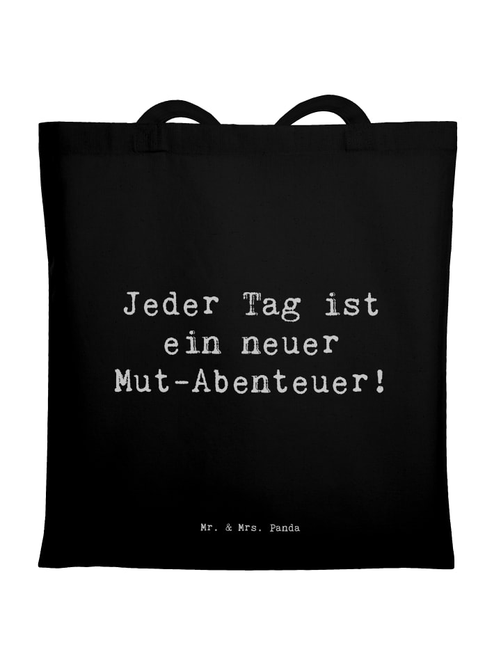 Jutetasche Spruch Angst überwinden Abenteuer mi... in Schwarz