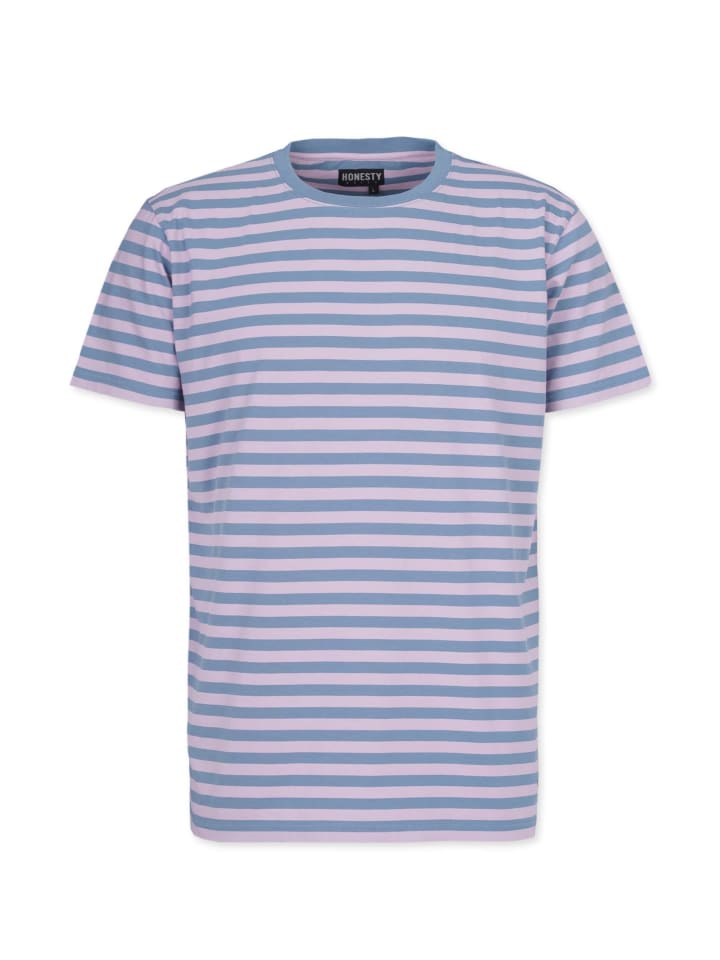 T-Shirt " Striped " in aegean-blue-faded-pink