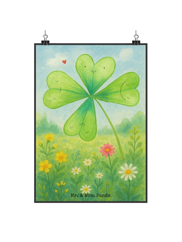 Poster Blume Kleeblatt Design ohne Spruch in Weiß