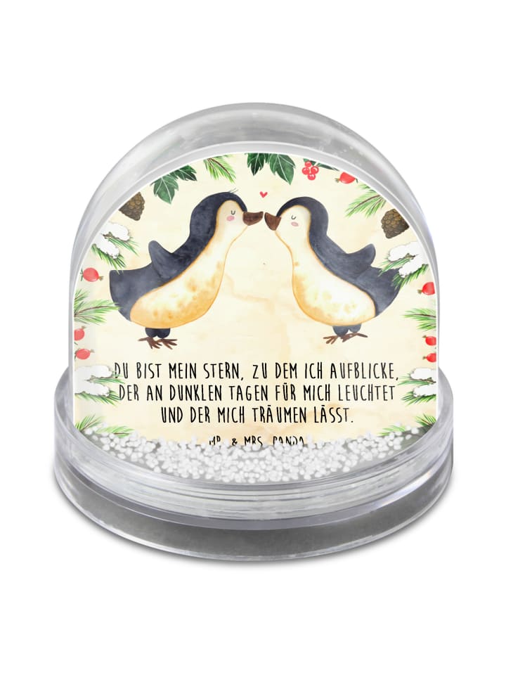 Dekokugel Pinguin Liebe mit Spruch in Naturpapier